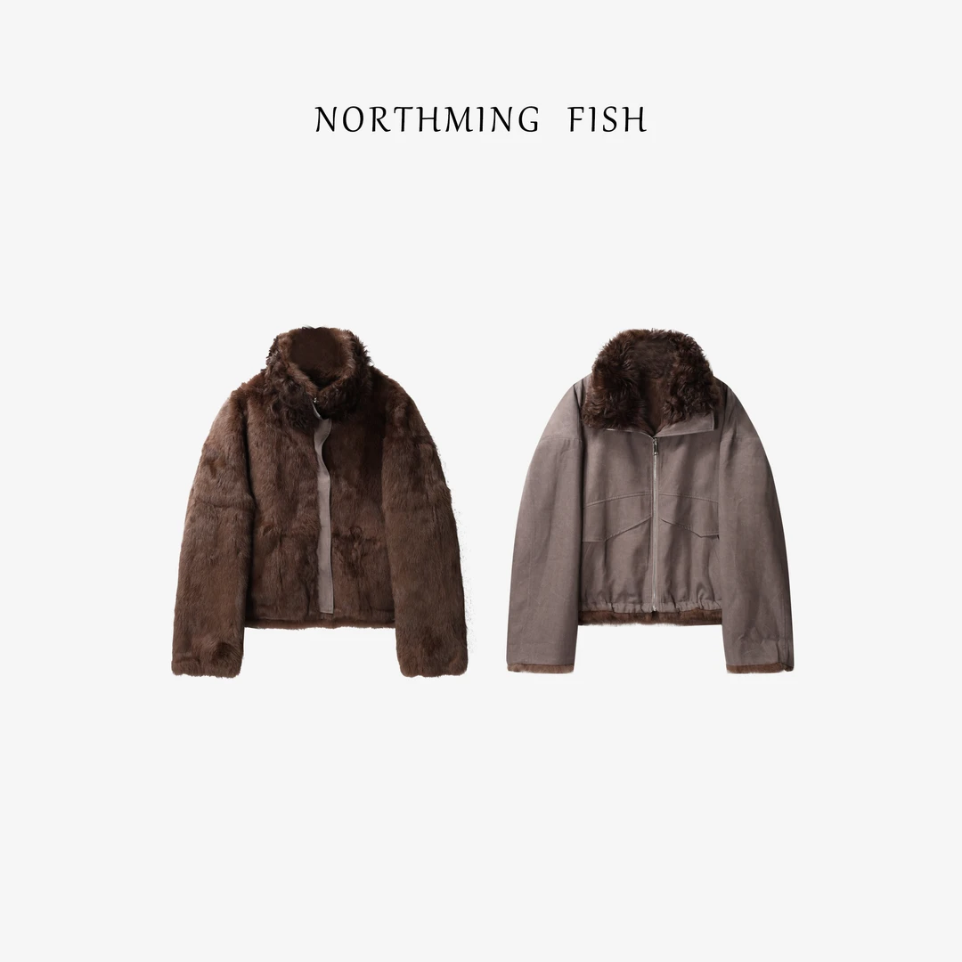 NorthMing fish「约瑟夫」简约休闲 老钱时髦双面保暖锁温兔毛外套