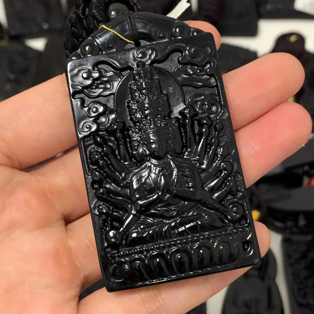 天然缅甸a货钢琴黑挂件