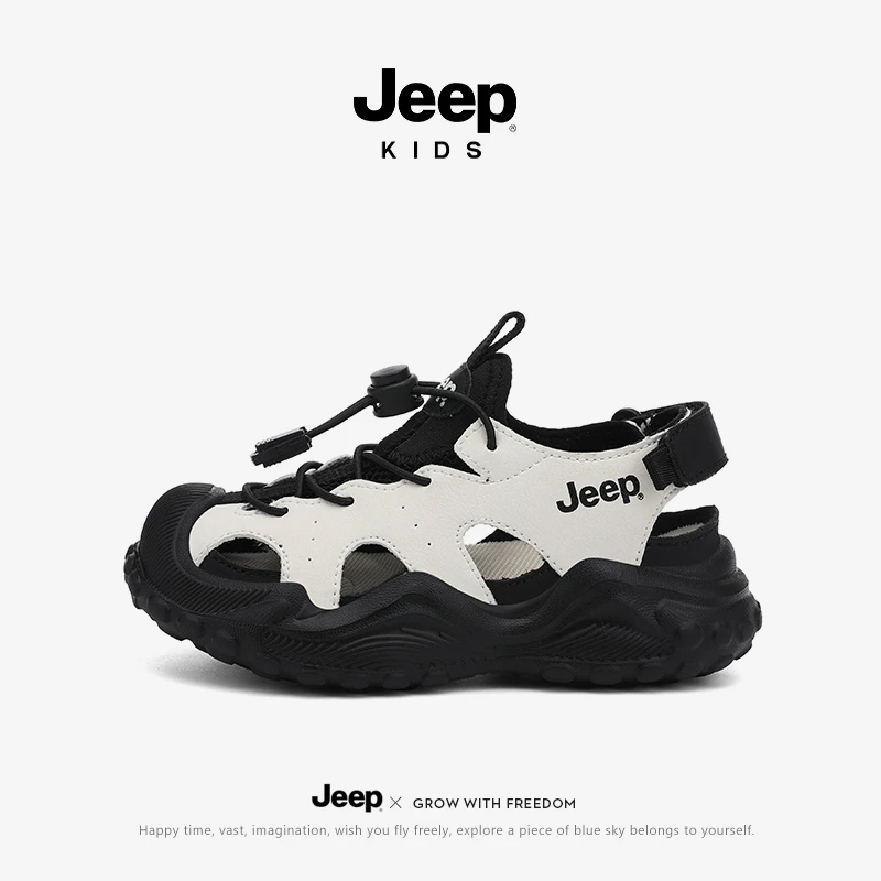JEEP儿童包头运动凉鞋夏季网面透气男孩防滑跑步鞋男童女童休闲鞋