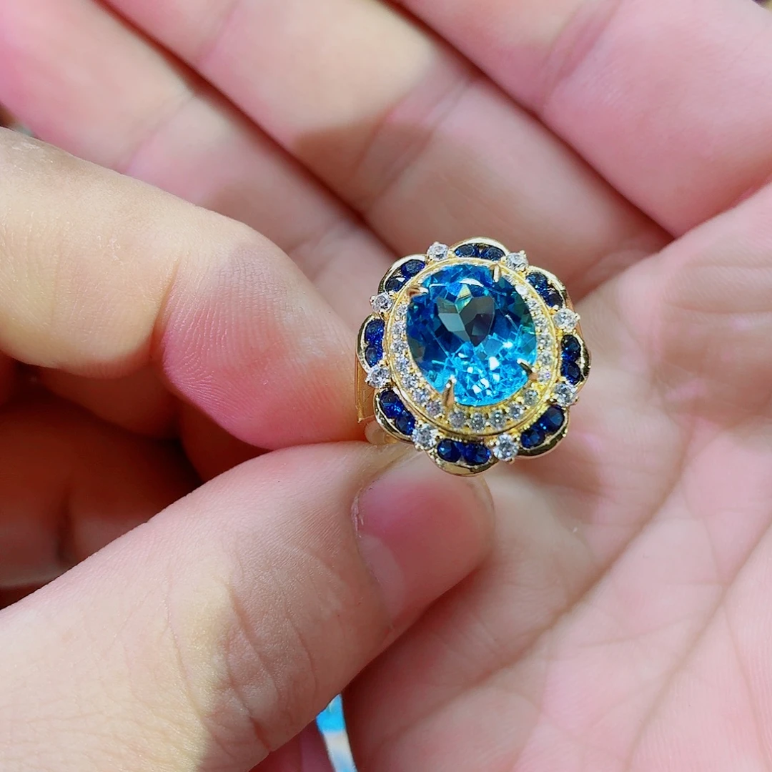 托帕石戒指银S925镶嵌