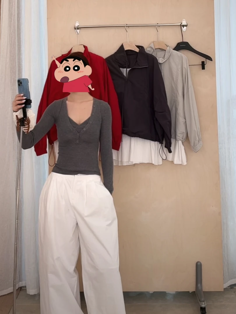 菜花福（1ch28310#）首选灰！真两件 v领针织衫 4-22