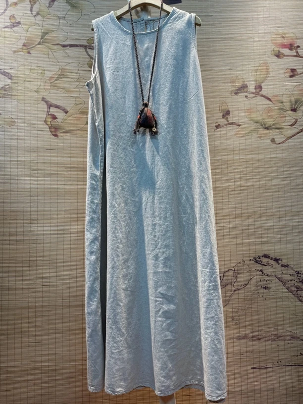 【淇淇推荐】设计款亚麻长款背心裙