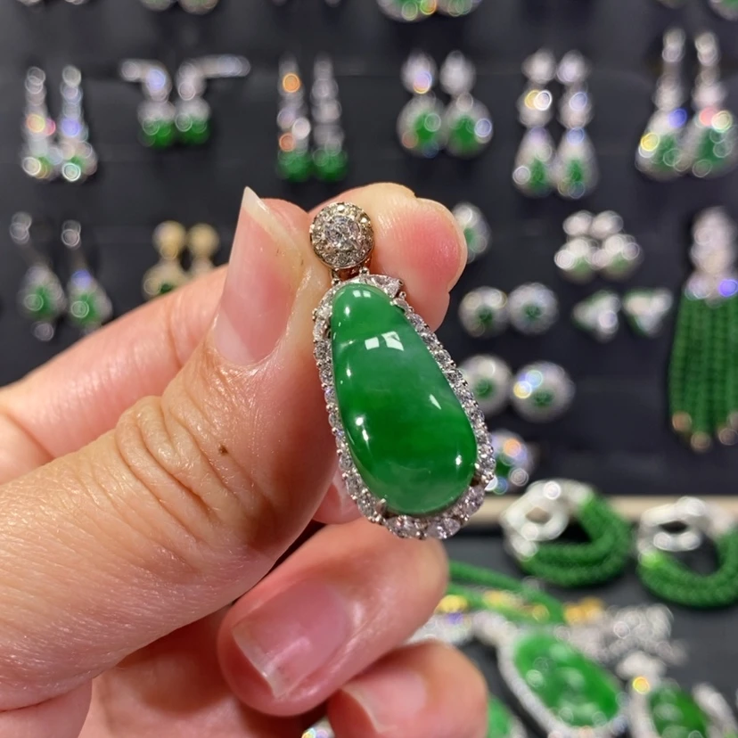 【闪购商品】翡翠吊坠(不含链)银S925镀金镶嵌