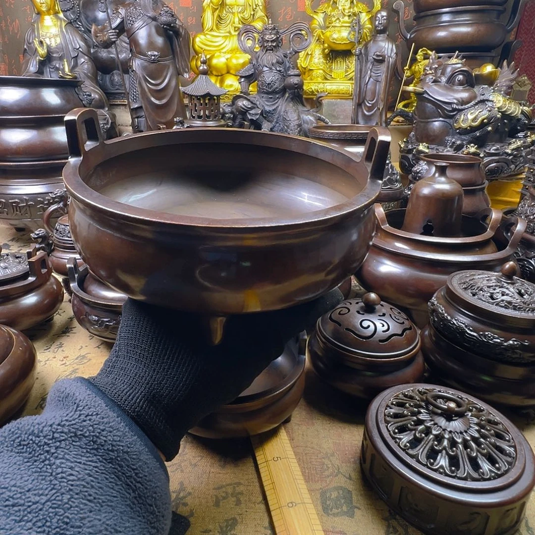 诸***亮20公分口径冲天耳炉铜香炉供香炉聚宝盆