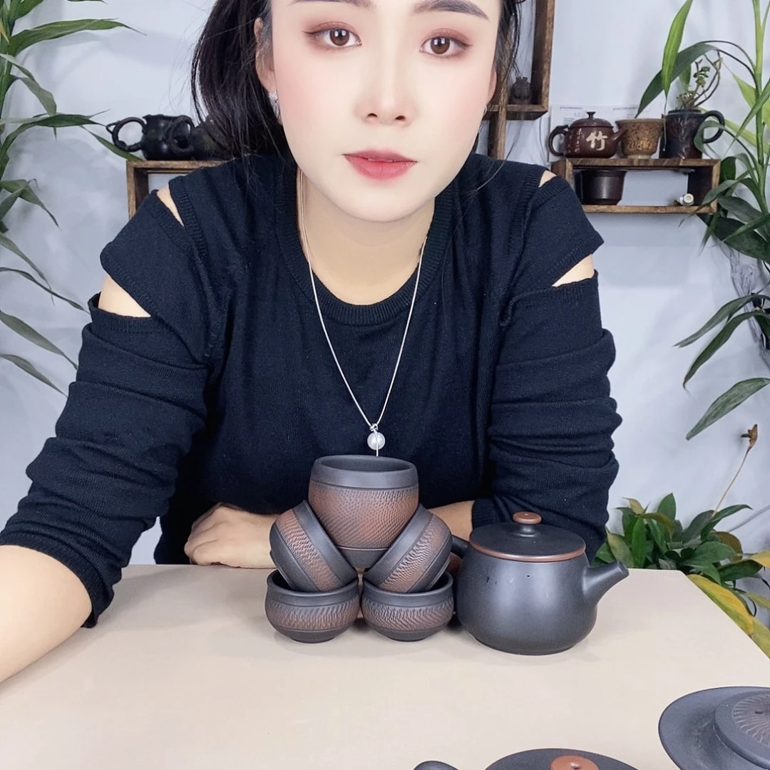 知**乐建水紫陶300金腰带一壶四杯带一主