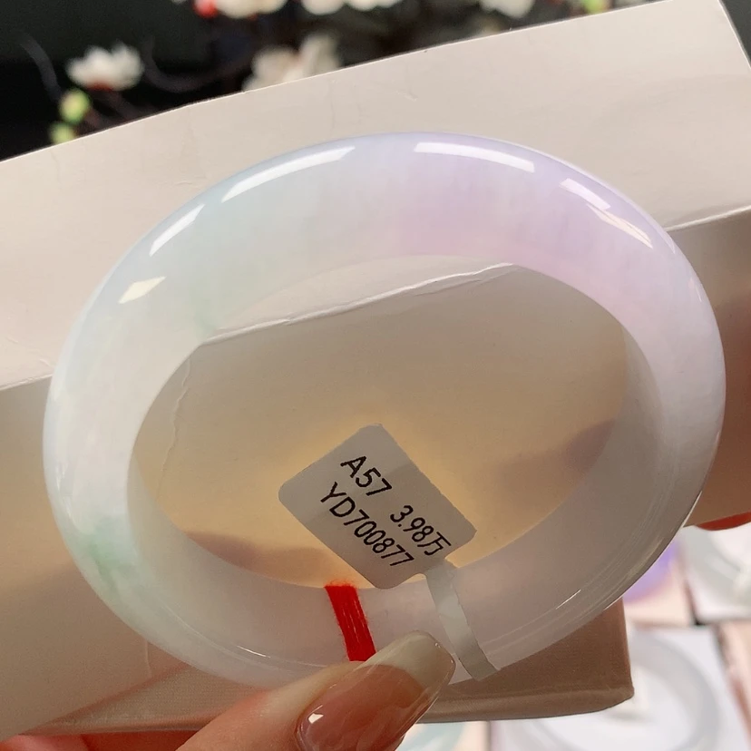 【闪购商品】未镶嵌手镯翡翠57春带彩毕业款宽边手镯