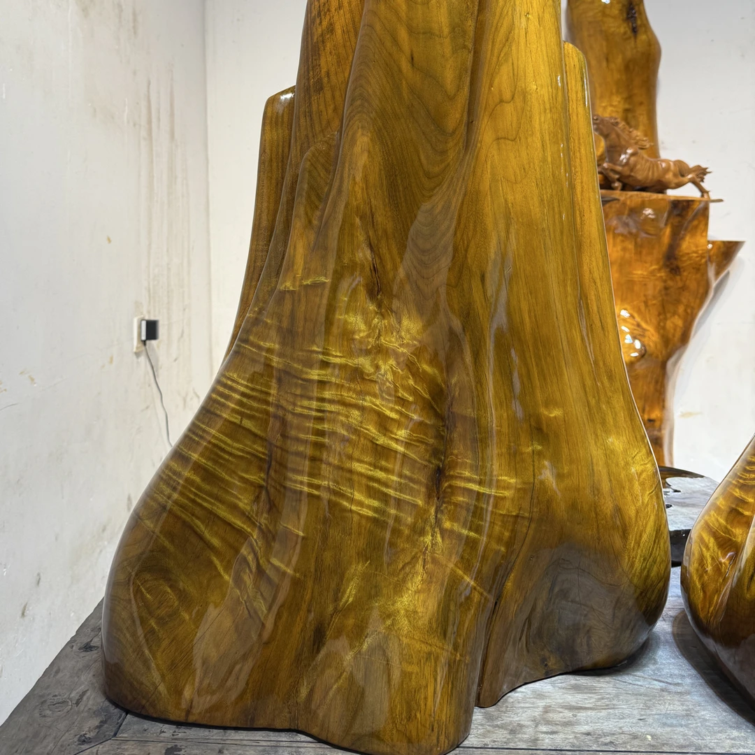 小叶桢楠金丝楠木横财摆件，四川雅安高山老料满花纹