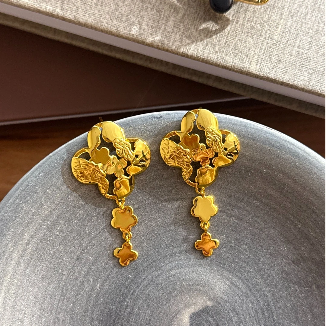 黄铜耳饰 耳环金色法式日韩设计感女气质优雅耳饰轻奢耳环