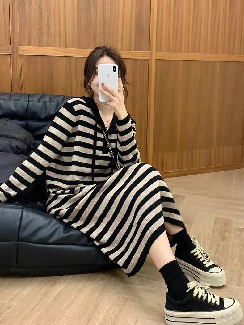 【叮咚家集合款1–99】高级感针织长裙女秋冬新款高腰显瘦垂感裙子