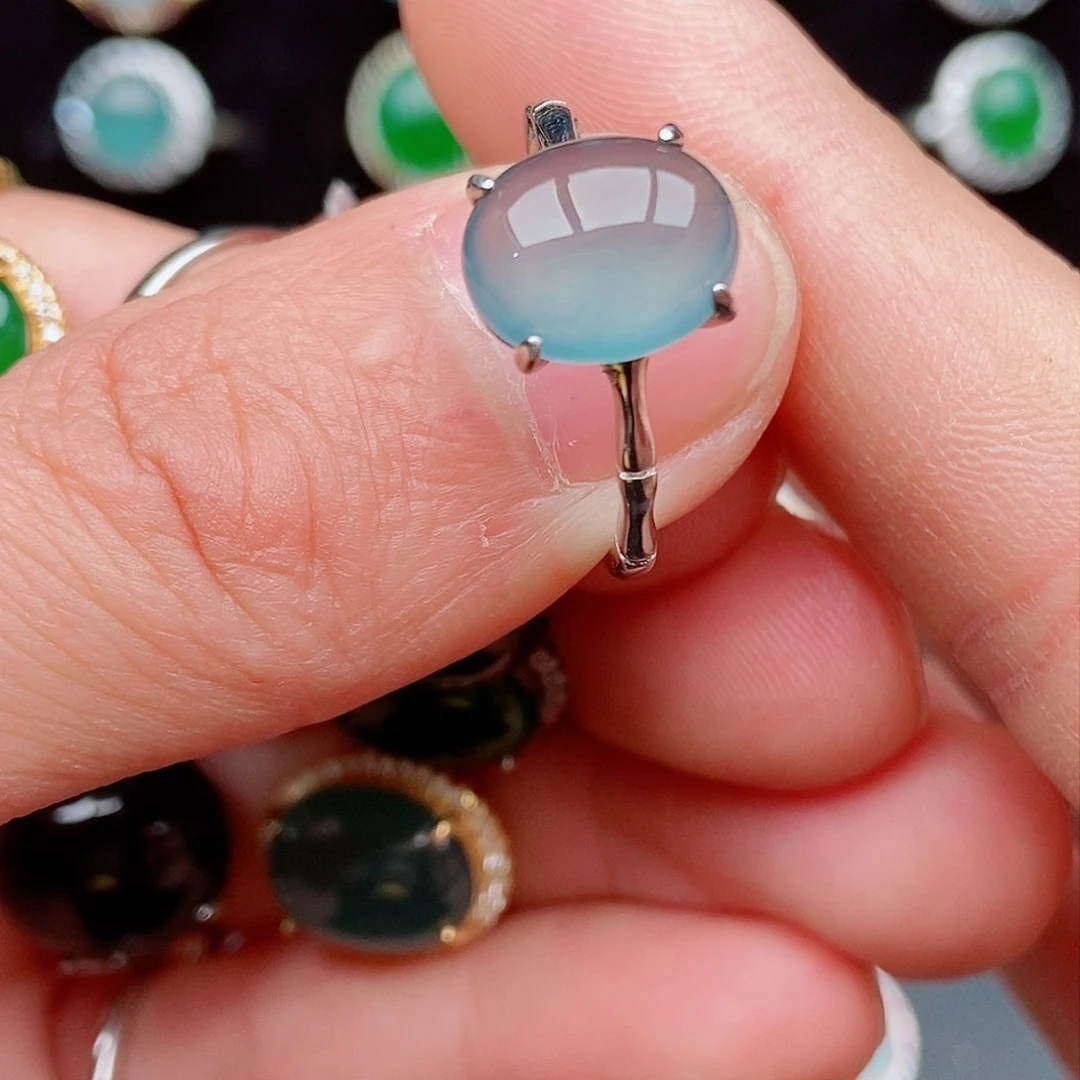 翡翠戒指银S925镶嵌8654 8256