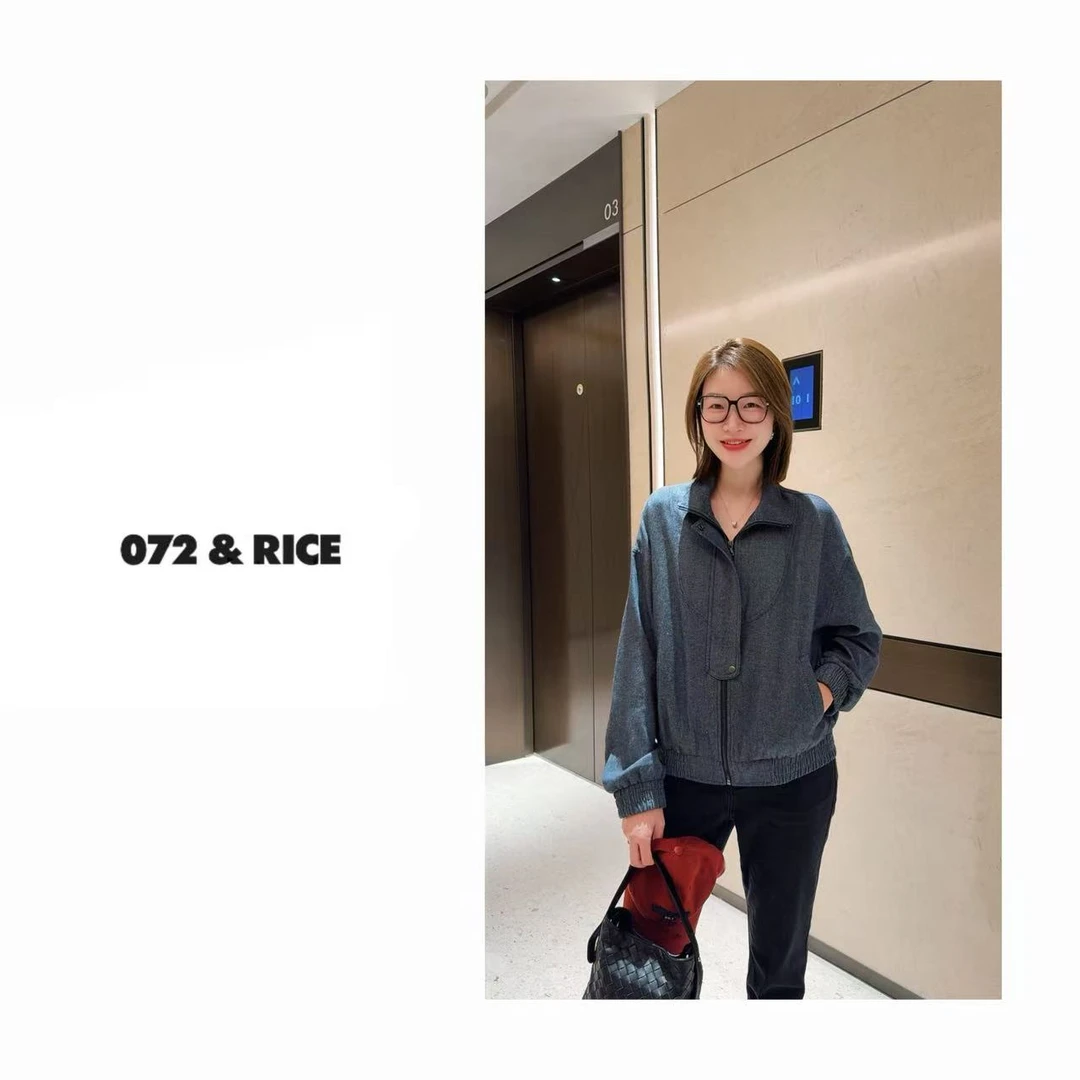 072 & RICE【飞行员】亚麻+棉 秋季立领拉链长袖外套 24XB38