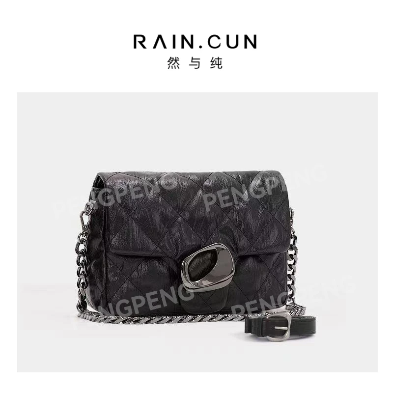 RAIN.CUN ZT-D8057-猫眼暗黑色 轻奢女士时尚通勤小众百搭斜挎包
