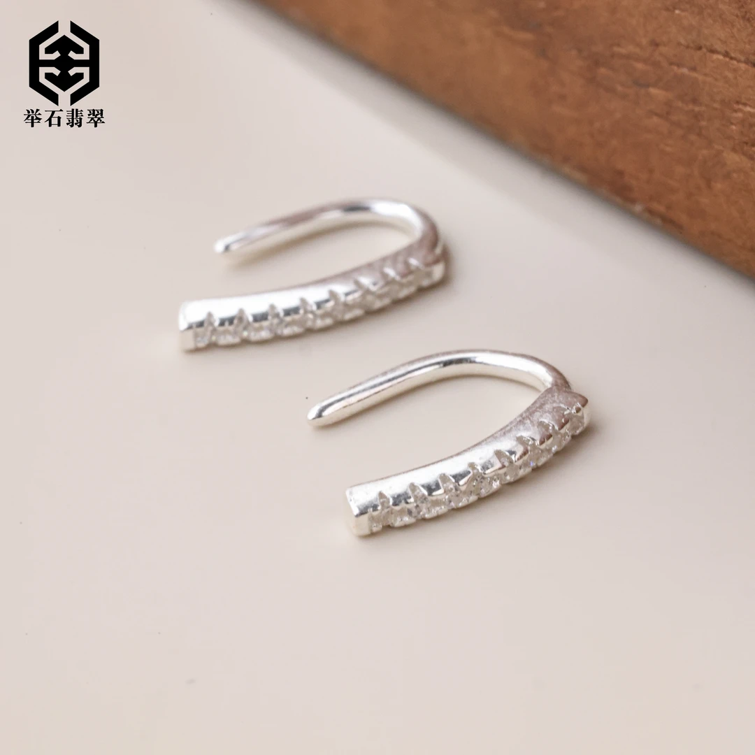 925银合成锆石银制品 【举石臻品】TH1216-222-45个性耳饰(一对）X