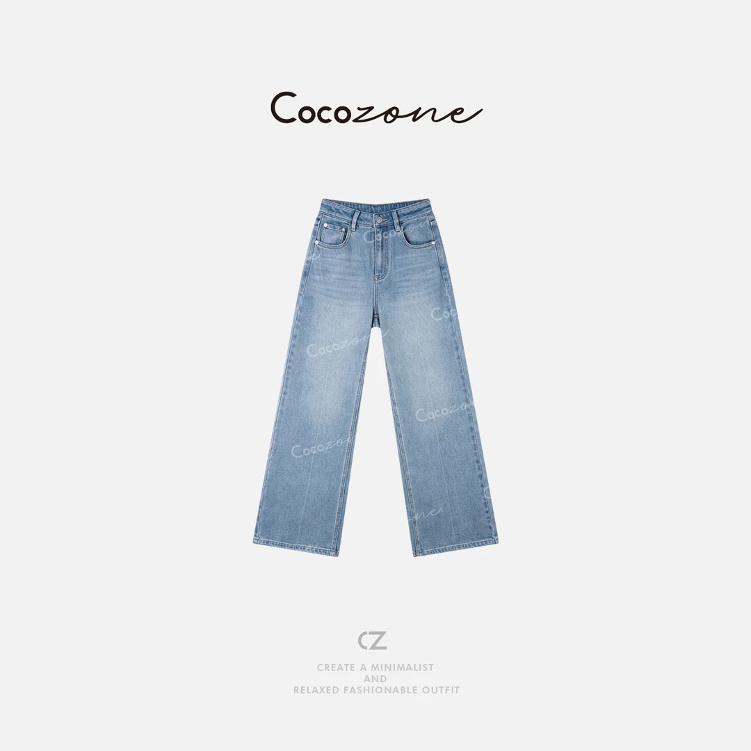 COCO ZONE 刘一一 “冰裂牛”时尚水洗女式猫须牛仔裤ACD1A0377