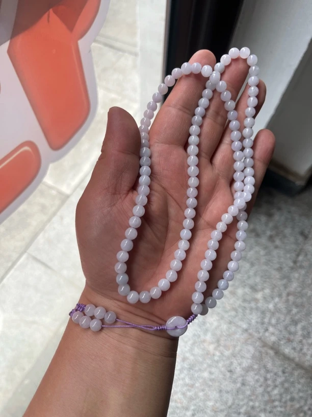 翡翠珠链108颗。妈妈时尚紫色清新珠珠轻奢百搭女款气质仙女