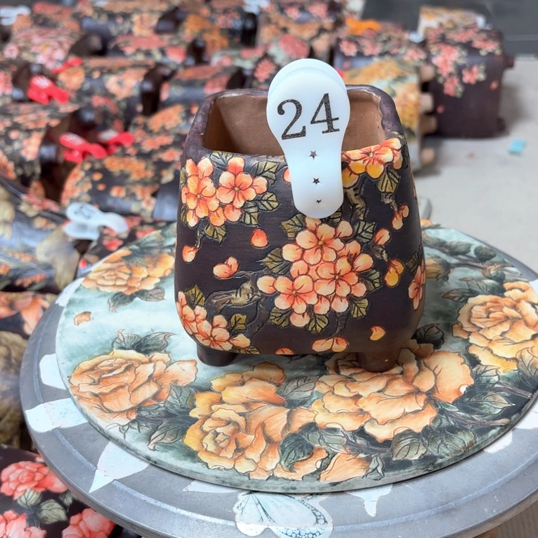 子***羽紫砂花盆陶瓷多肉花盆精品