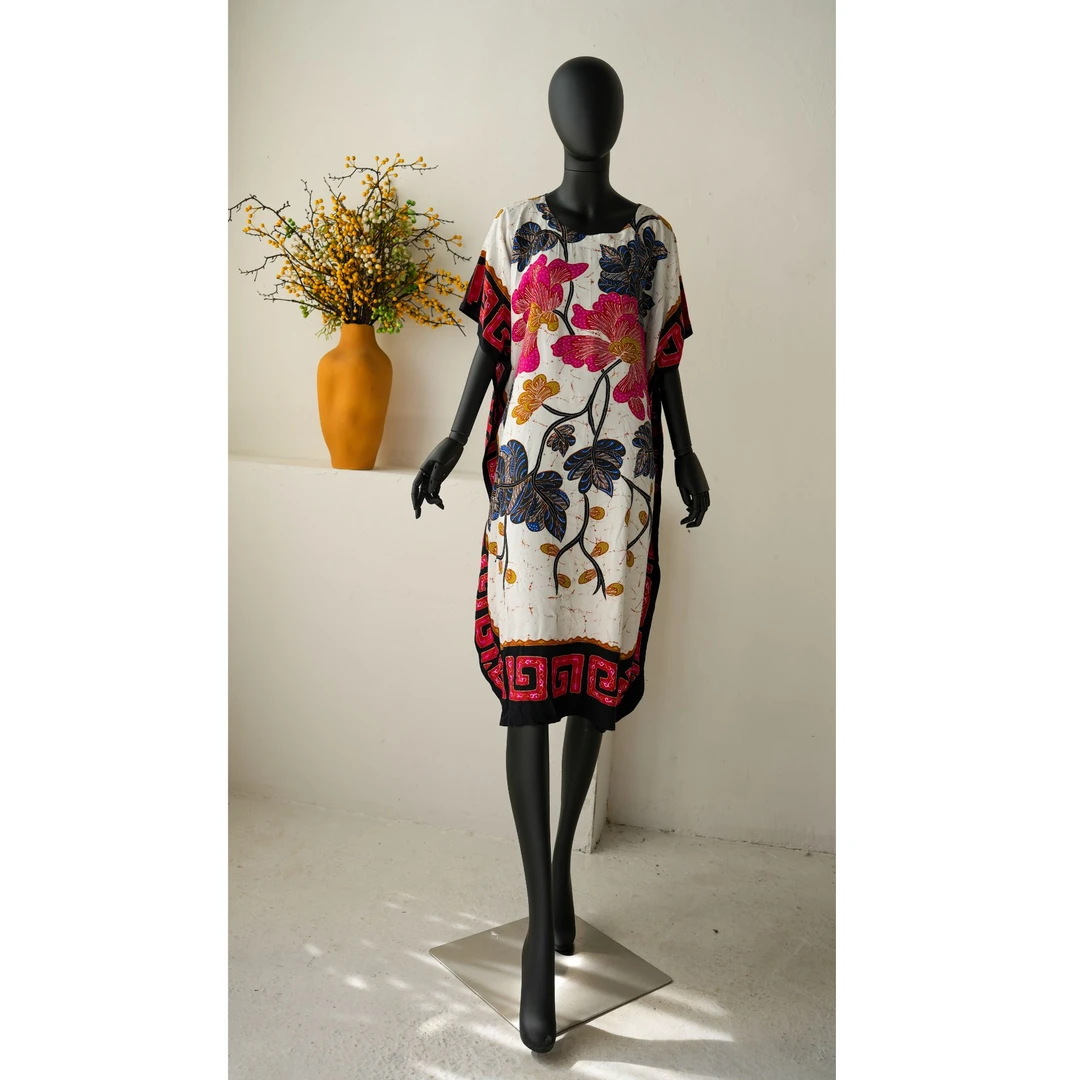 手绘女士居家服睡衣时尚文艺气质舒适设计师中长款宽松