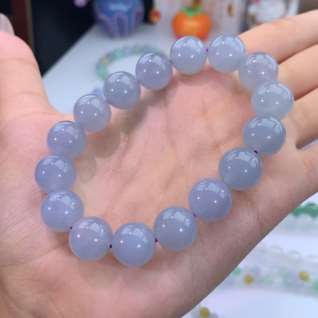 翡翠未镶嵌手链9号 紫罗兰手串卡12.2