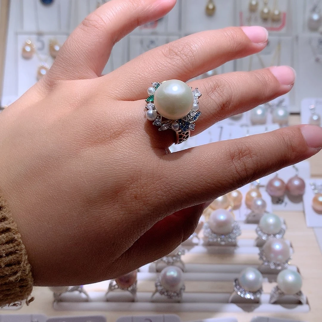 未镶嵌淡水珍珠戒指CC14mm