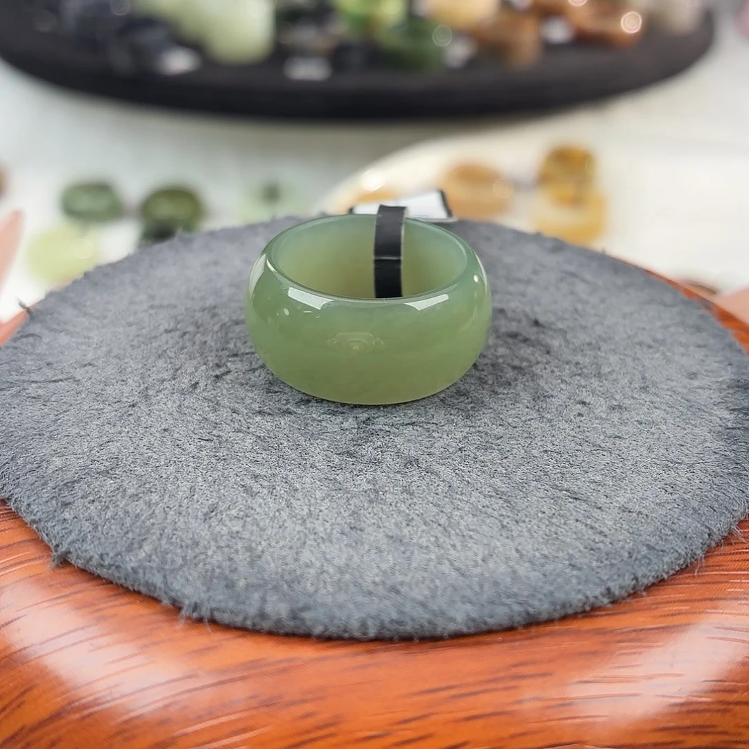 和田玉未镶嵌戒指b57浅湖水墩17.7