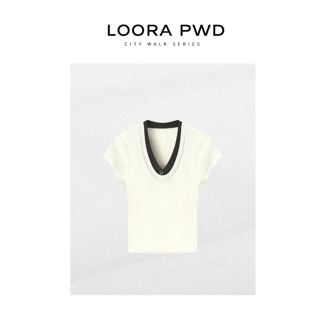 LOORAPWD/罗拉密码 全新柔杏灵致别致环扣上衣25CJBA0068N