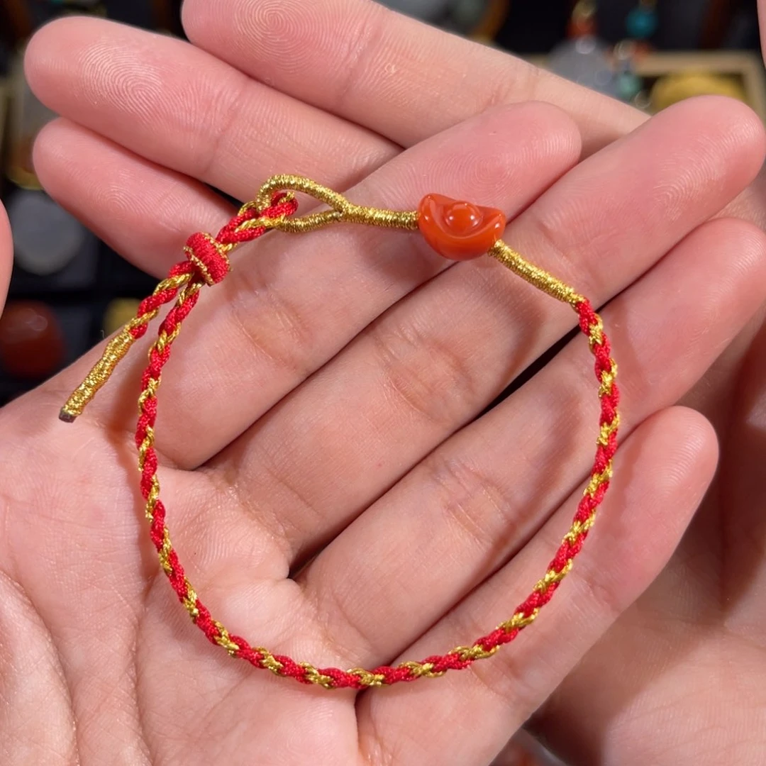 南红玛瑙元宝手链。不退不换未镶嵌