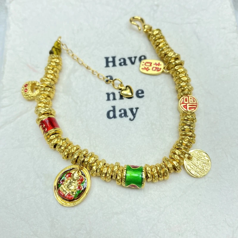 手链 爆款K03107黄色包包福字红绿盘缠手链多样性发货44630