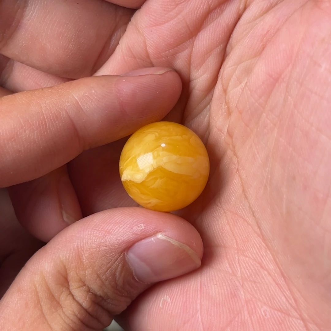 未镶嵌琥珀裸石蜜蜡焦皮料19毫米橘白花