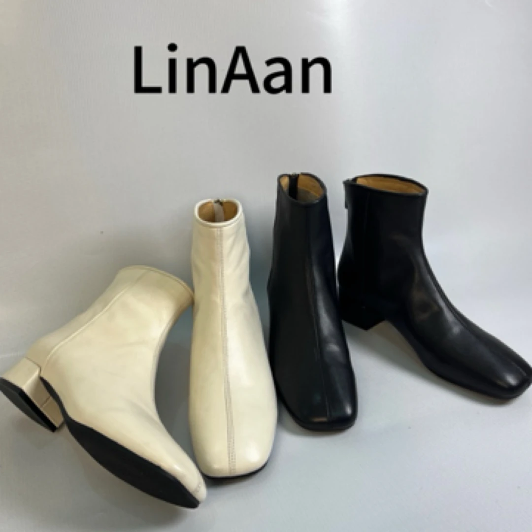 4公分跟高~胎牛皮真皮高跟女靴气质短靴 1028-6