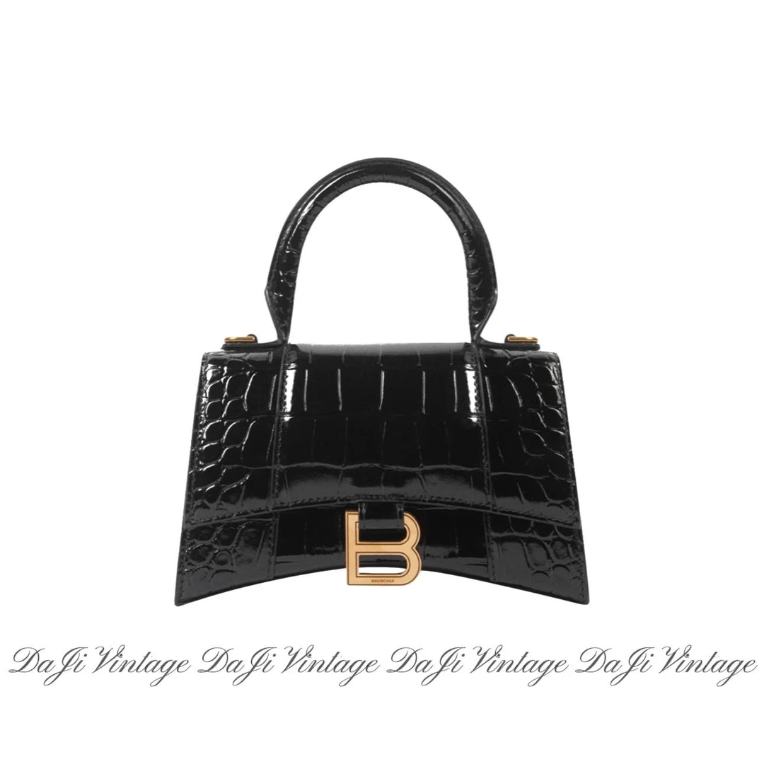 99新 Balenciaga/巴黎世家 大吉中古/sh/黑金压纹沙漏xs斜挎