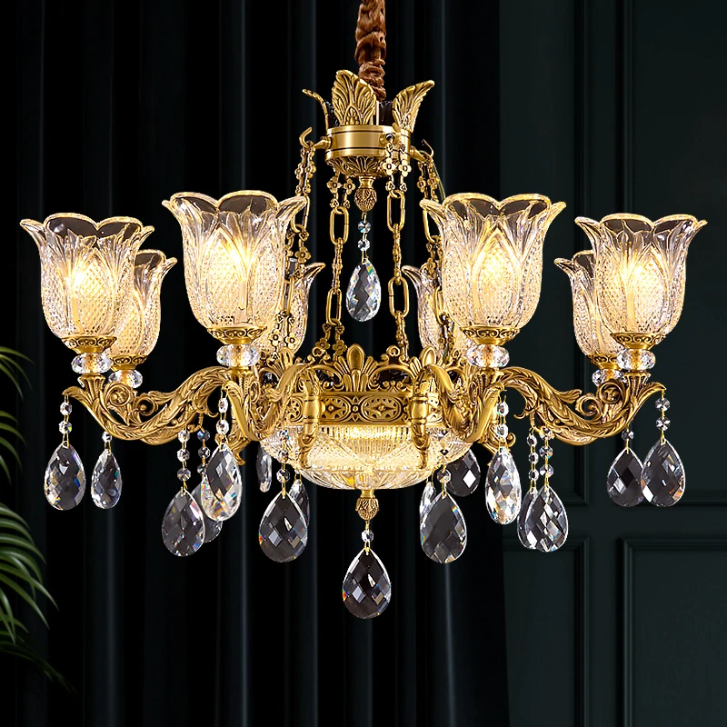 欧式全铜客厅吊灯卧室餐厅灯具铜灯