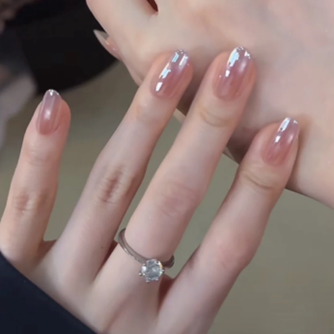 【九紫离火】淡紫色指尖追光猫眼简约精致纯手工夏季渐变穿戴甲气质