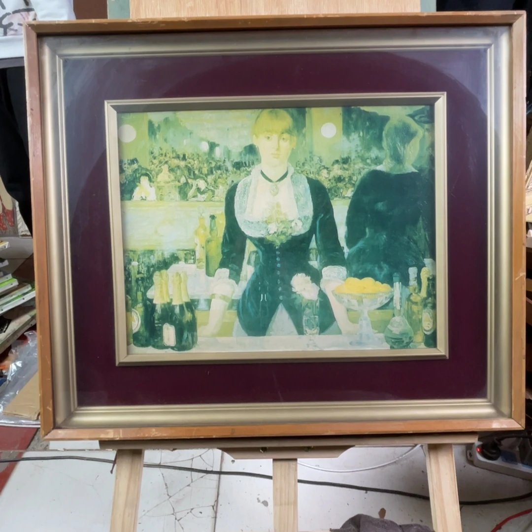 夏***呀中古框画框子有磕碰不退不换复印品