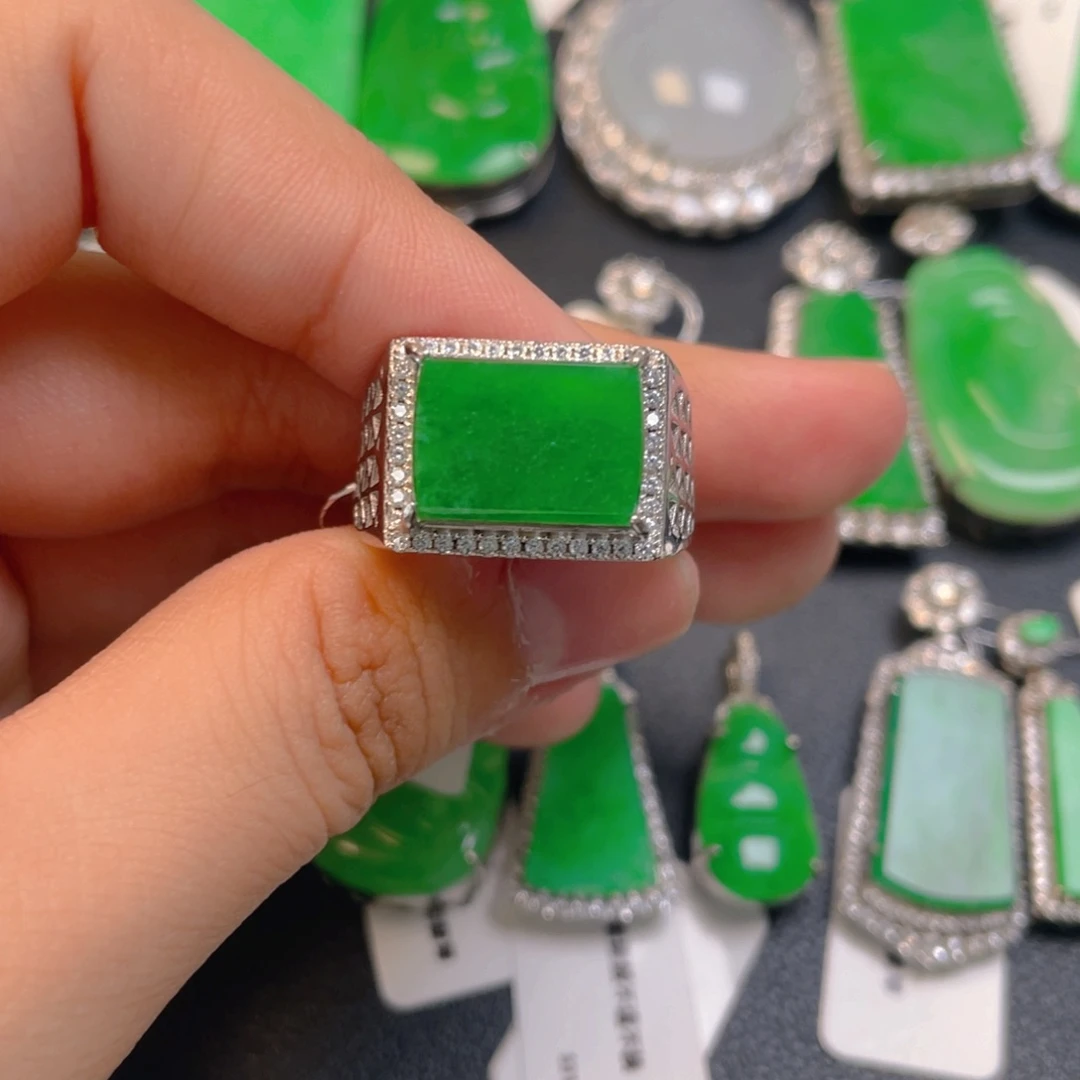 翡翠银S925镶嵌吊坠(不含链)