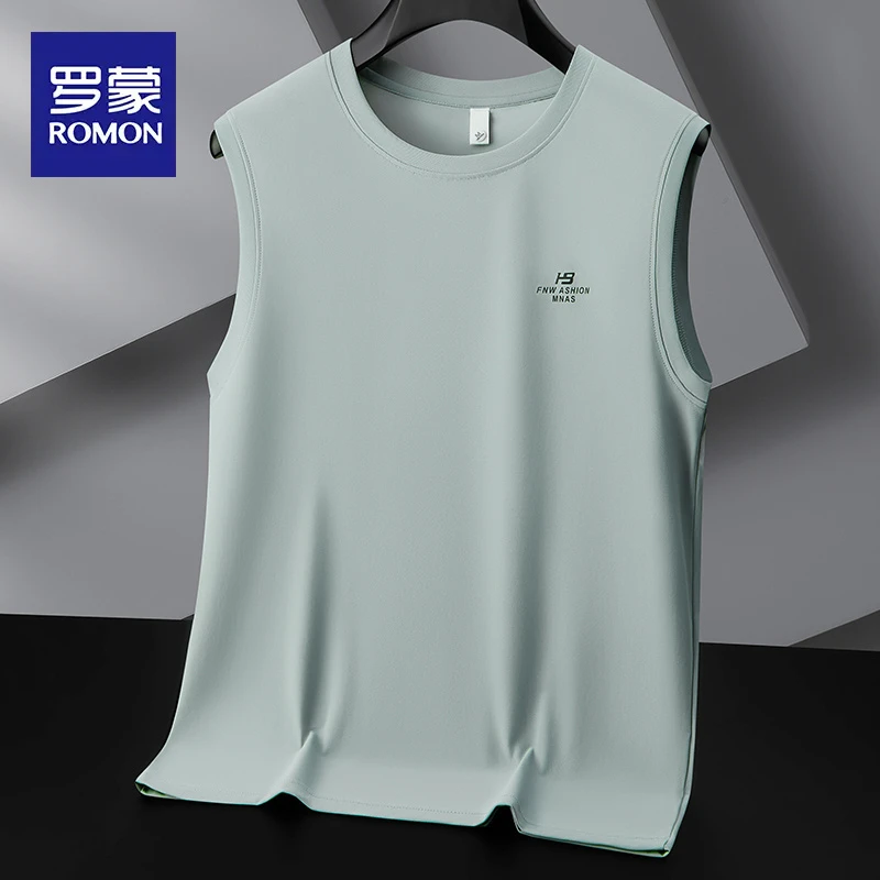 罗蒙2025新款夏季背心男士冰丝透气打底衫坎肩外穿无袖t恤上衣男
