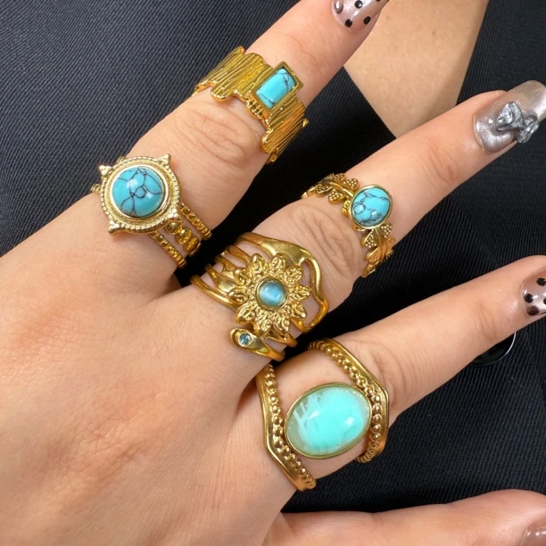 钛钢戒指 波西米亚INS风欧美指环复古饰品欧若智性风1051