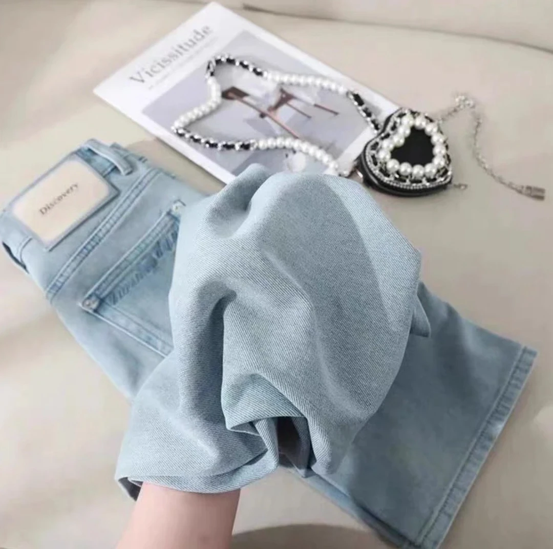 现货+运费险高腰窄版直筒牛仔裤女夏季新款宽松显瘦百搭阔腿女裤