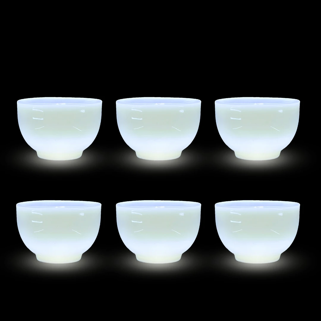 【泥雅坊】高档羊脂玉瓷纯白瓷禅定客杯6只装