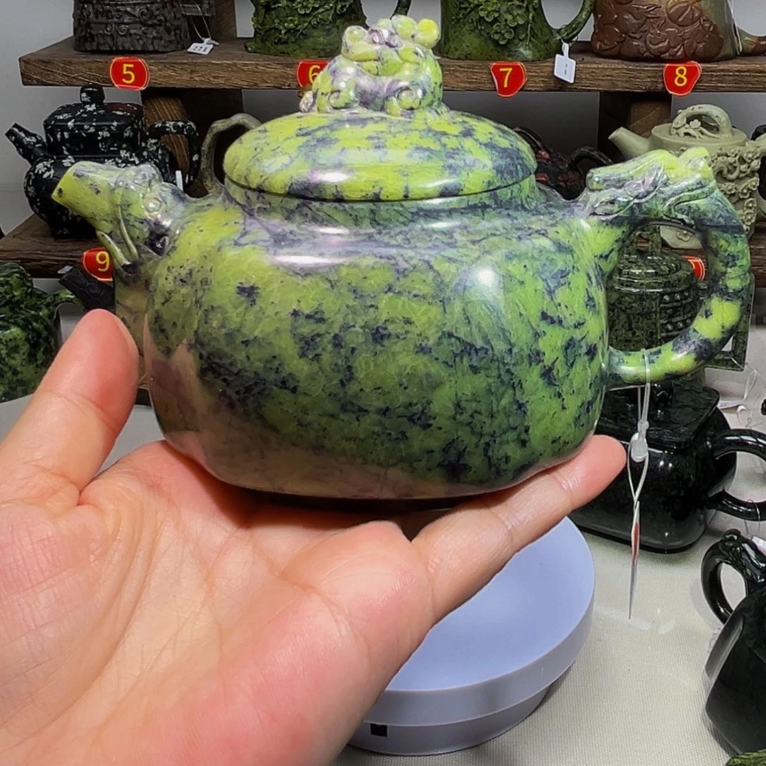 石材藏玉药王石龙尊壶260c