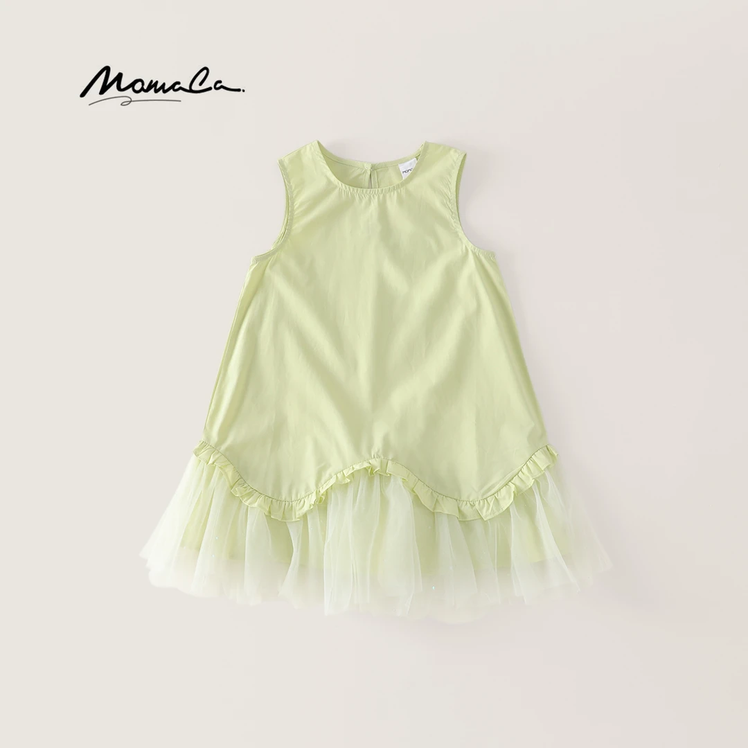 MOMOCO2025女童中大童夏季森系小兔棉布连衣裙公主裙77680476007