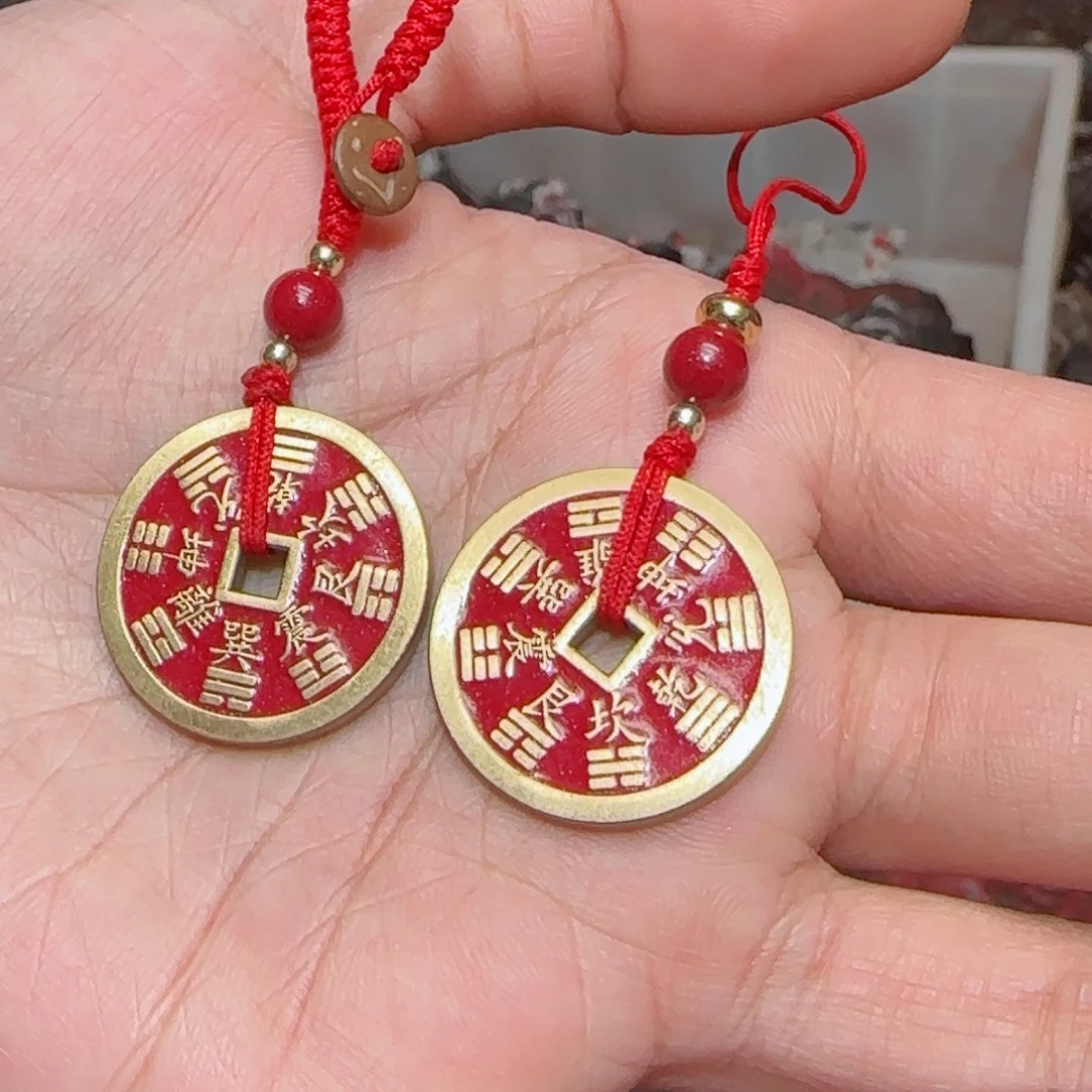 天然辰砂黄铜手机挂