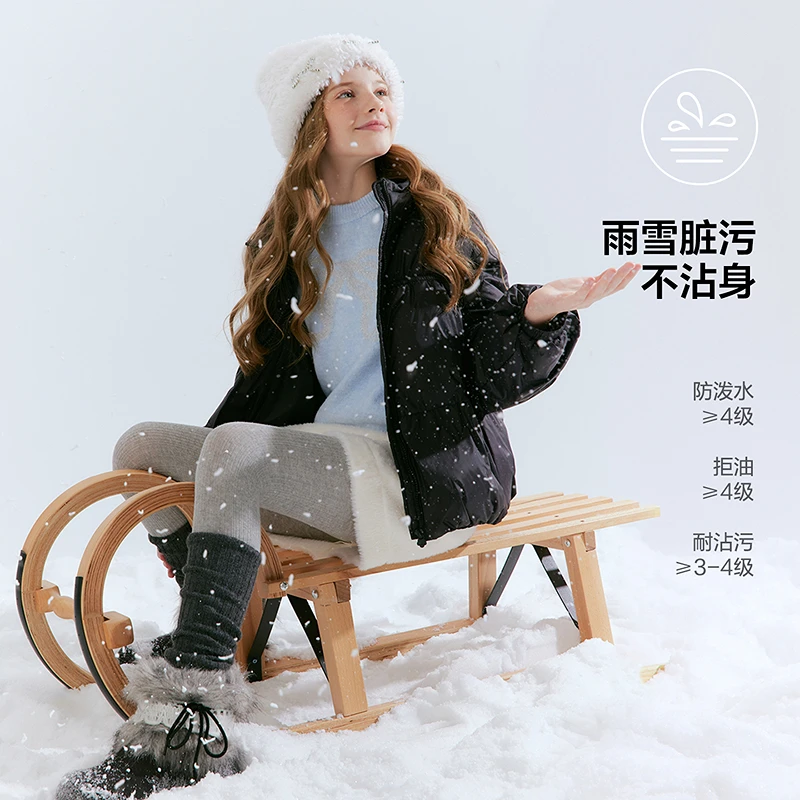 笛莎女童羽绒服秋冬季儿童保暖三防连帽面包服外套短款-932556404