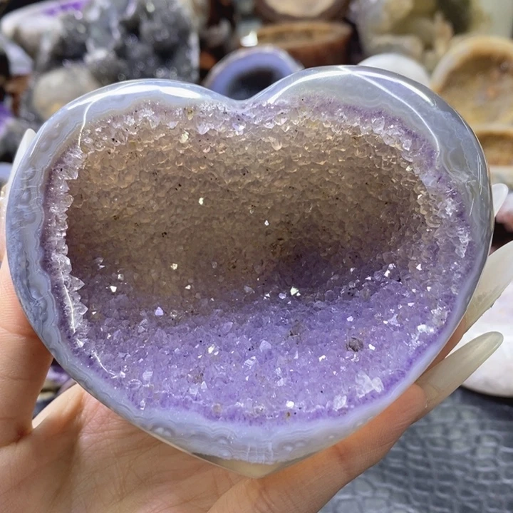 未镶嵌珠宝半成品水晶紫晶爱心