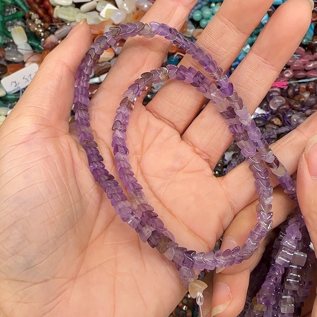 玛瑙/玉髓合金珠宝半成品紫水晶爱心4mm一条