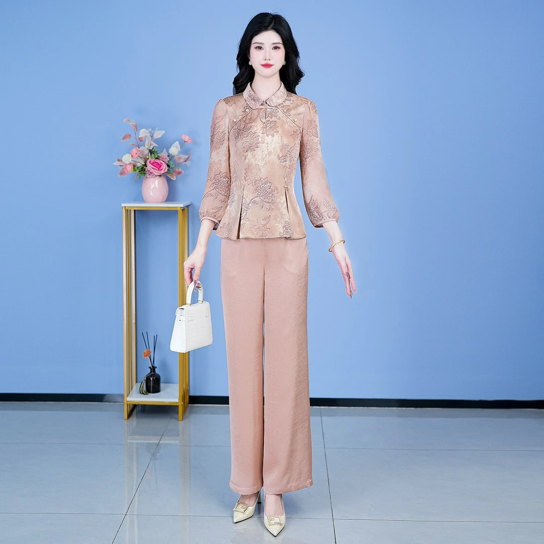 b【SJYH219】春季新款套装裤两件套时尚优雅减龄洋气套装