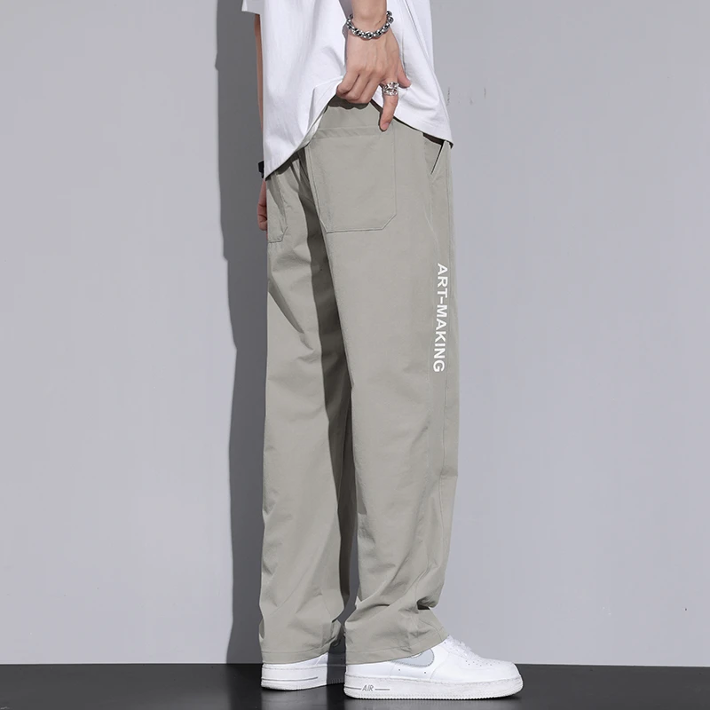 韩版休闲裤男士夏季薄款2025新款宽松直筒夏天速干阔腿长裤子男款