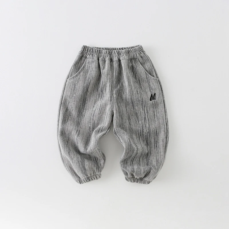 【三叁】儿童加绒卫裤秋冬2024新款男童洋气百搭字母长裤AK938