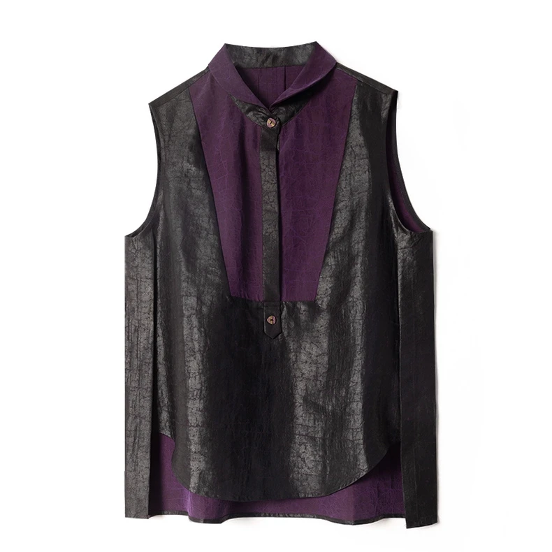 【新东方】新中式香云纱真丝龟裂国风宽松马甲RQ85002