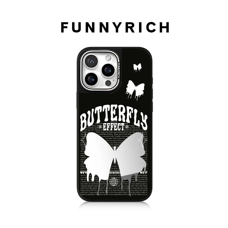 FUNNYRICH蝴蝶效应适用iPhone16ProMax镜面手机壳苹果15磁吸新款