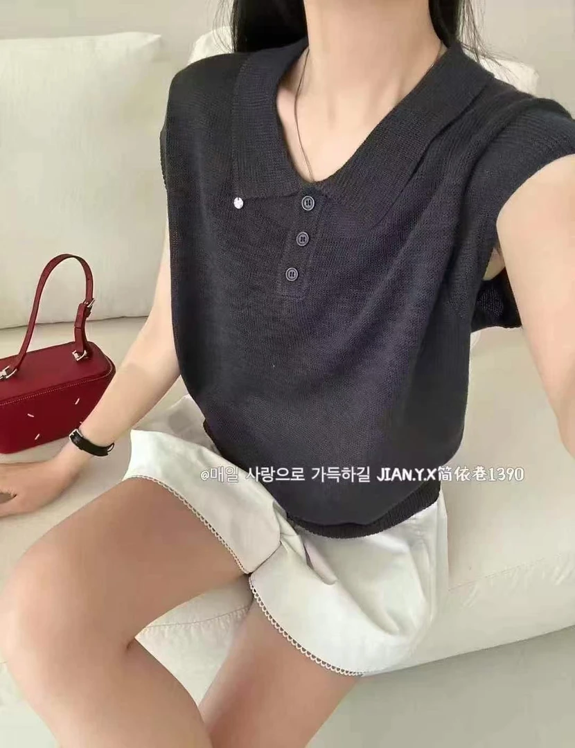 （媛媛严选）自留夏季新款百搭丝巾冰丝上衣8107